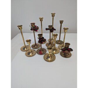 Vintage Brass Candle Holders Candlesticks Lot of 12 Holiday Party Wedding Decor